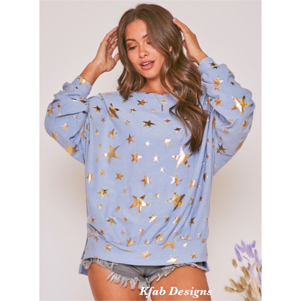 ❤️LAST 1! Star ⭐️ Metallic Foil So Soft Sweatshirt - Picture 4 of 8